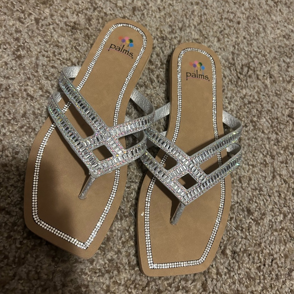 Palms Silver Rhinestone Women's Sandals